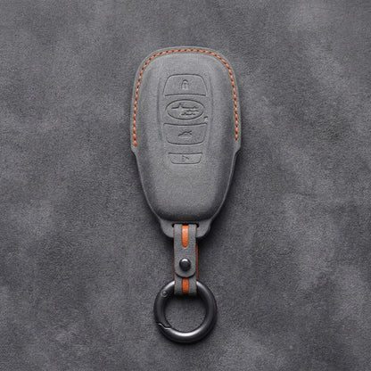 Subaru Hand - Stitched Alcantara Key Fob Cover – Symmetric Smart Fob - Dark gray