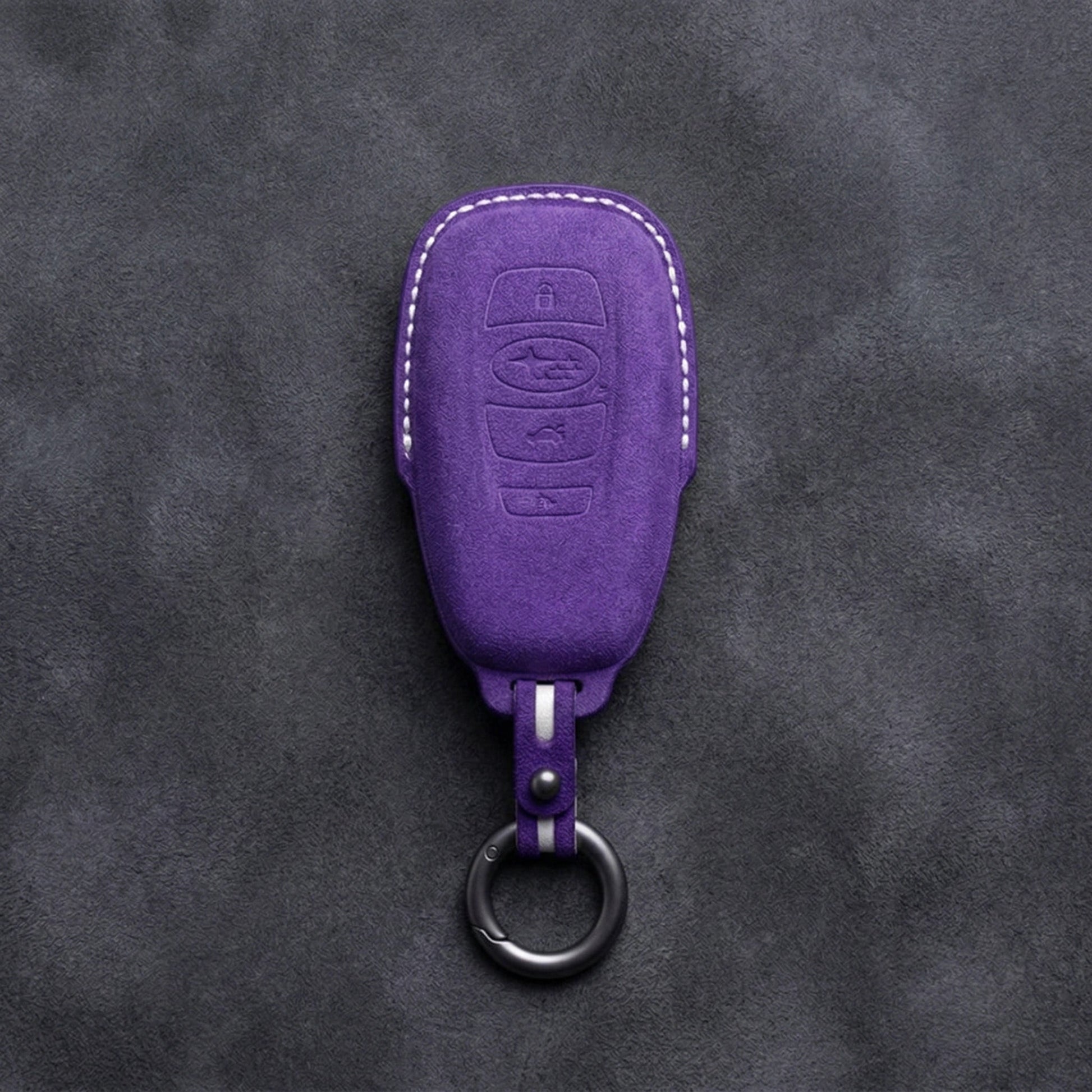 Subaru Hand - Stitched Alcantara Key Fob Cover – Symmetric Smart Fob - Dark purple