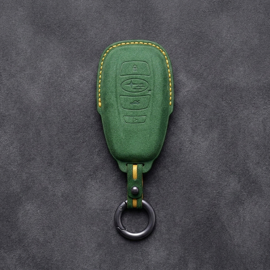Subaru Hand - Stitched Alcantara Key Fob Cover – Symmetric Smart Fob - Grass green