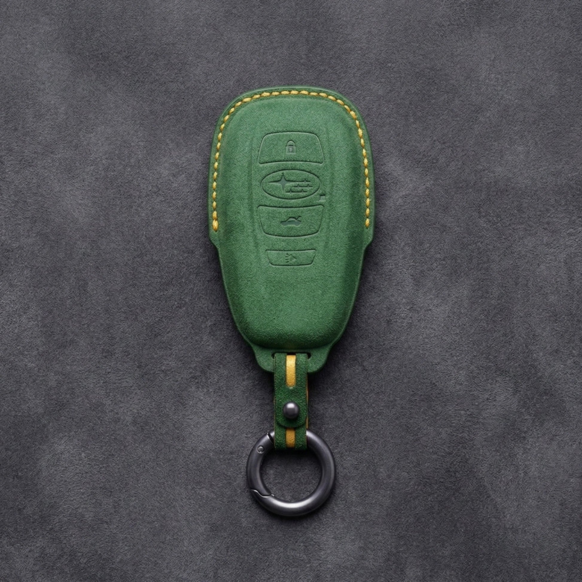 Subaru Hand - Stitched Alcantara Key Fob Cover – Symmetric Smart Fob - Grass green