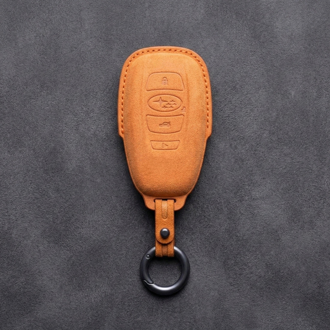 Subaru Hand - Stitched Alcantara Key Fob Cover – Symmetric Smart Fob - Orange