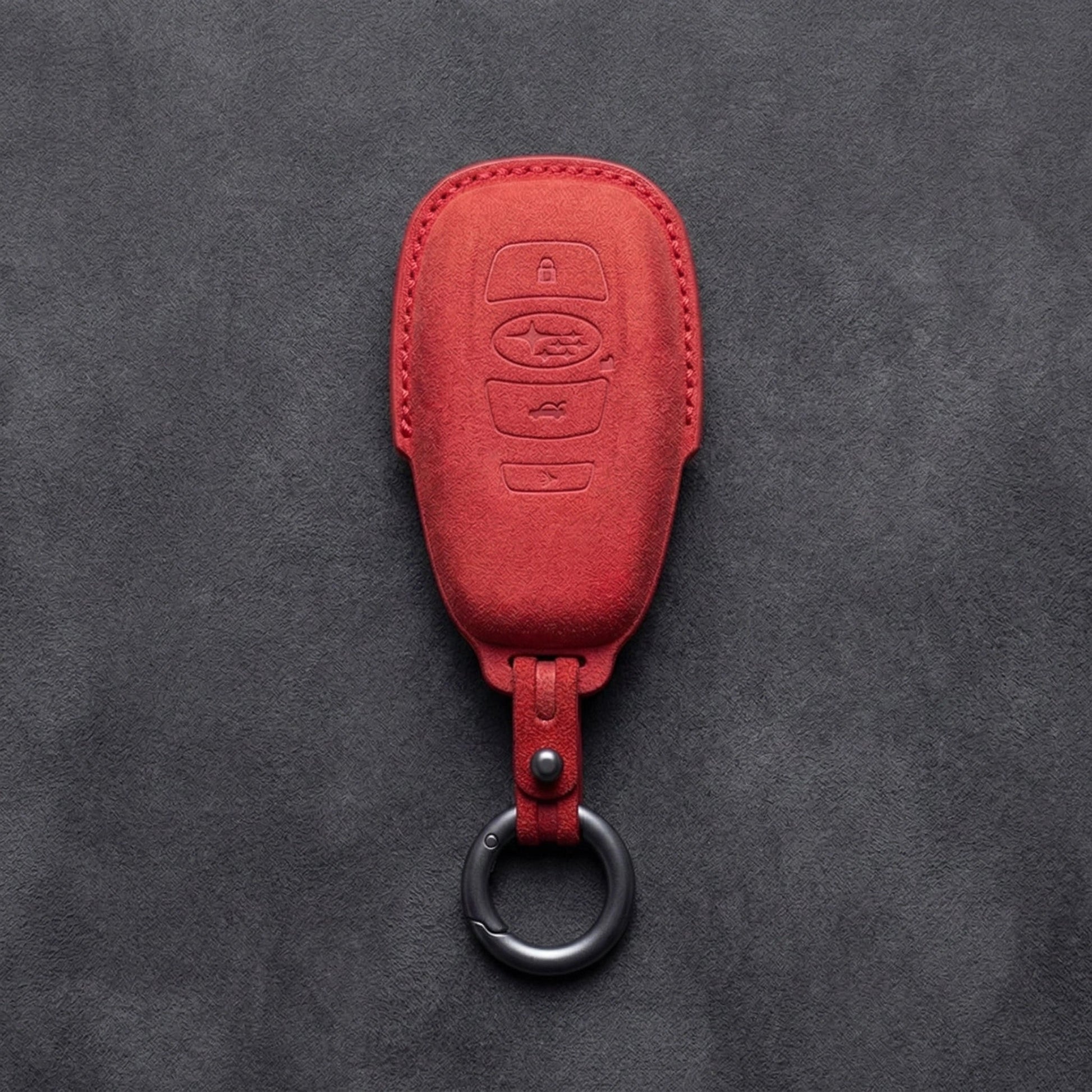 Subaru Hand - Stitched Alcantara Key Fob Cover – Symmetric Smart Fob - Red