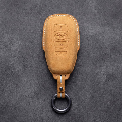 Subaru Hand - Stitched Alcantara Key Fob Cover – Symmetric Smart Fob - Soft brown