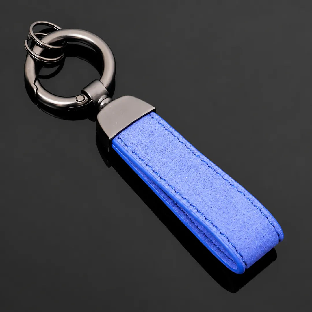 Suede Leather Key Strap Keychain – Minimalist Solid - Cornflower blue