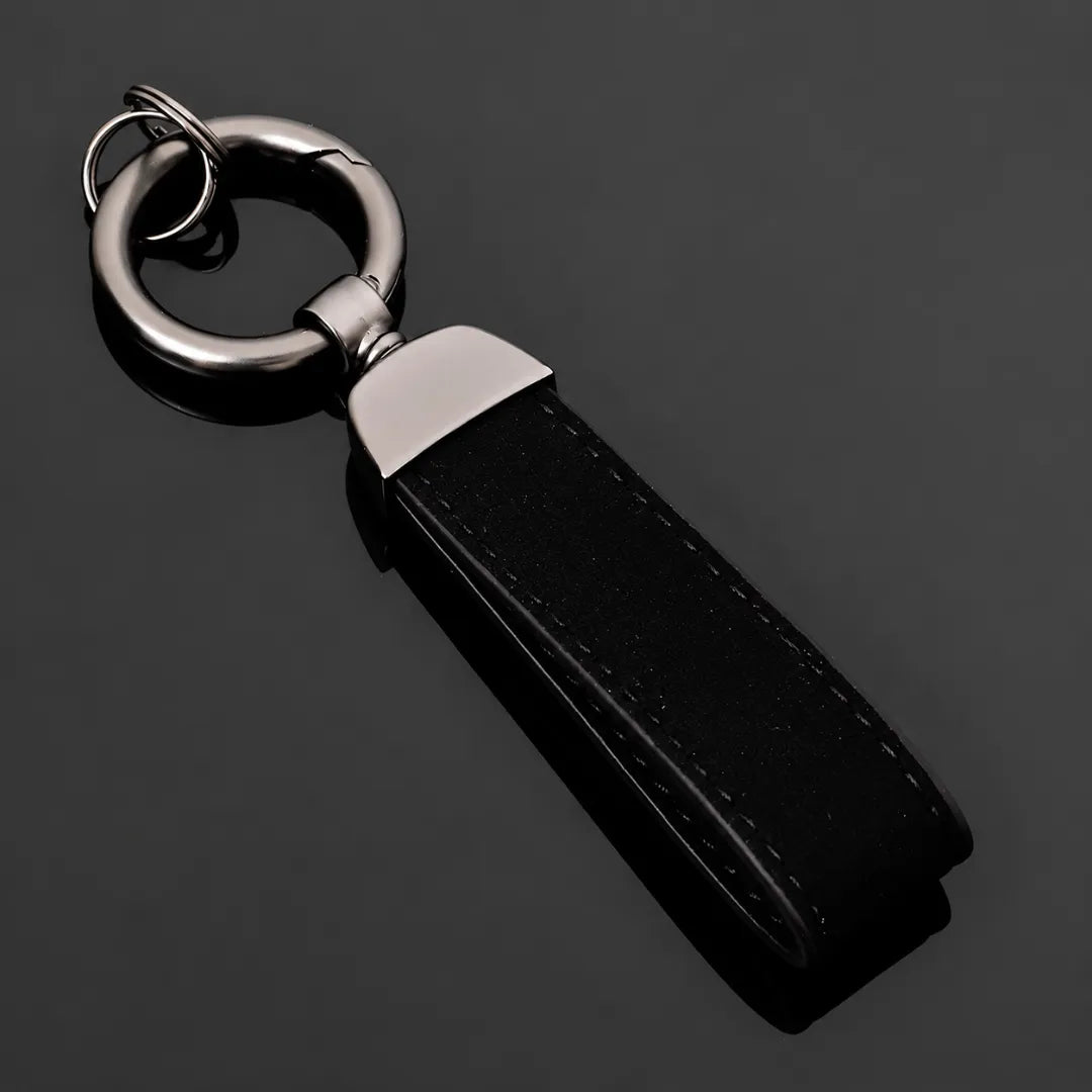 Suede Leather Key Strap Keychain – Minimalist Solid - Dark Charcoal