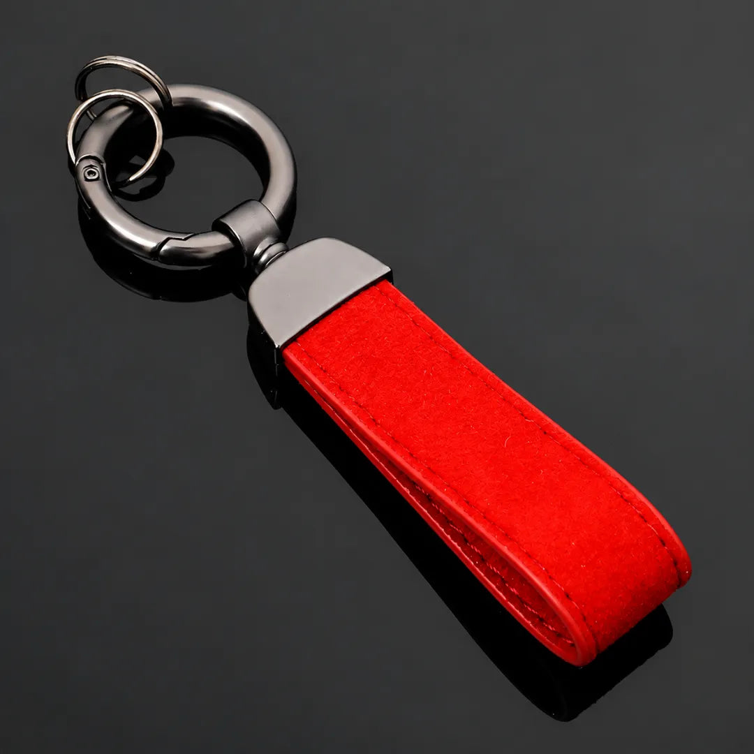Suede Leather Key Strap Keychain – Minimalist Solid - Red