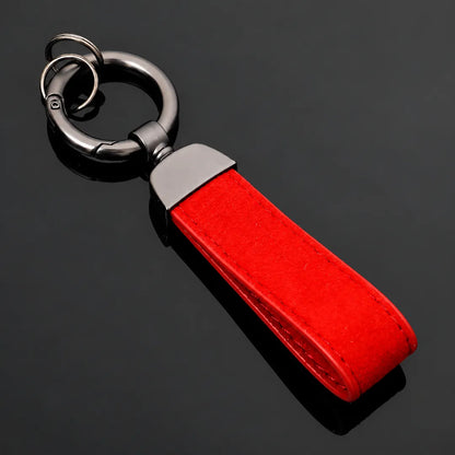 Suede Leather Key Strap Keychain – Minimalist Solid - Red