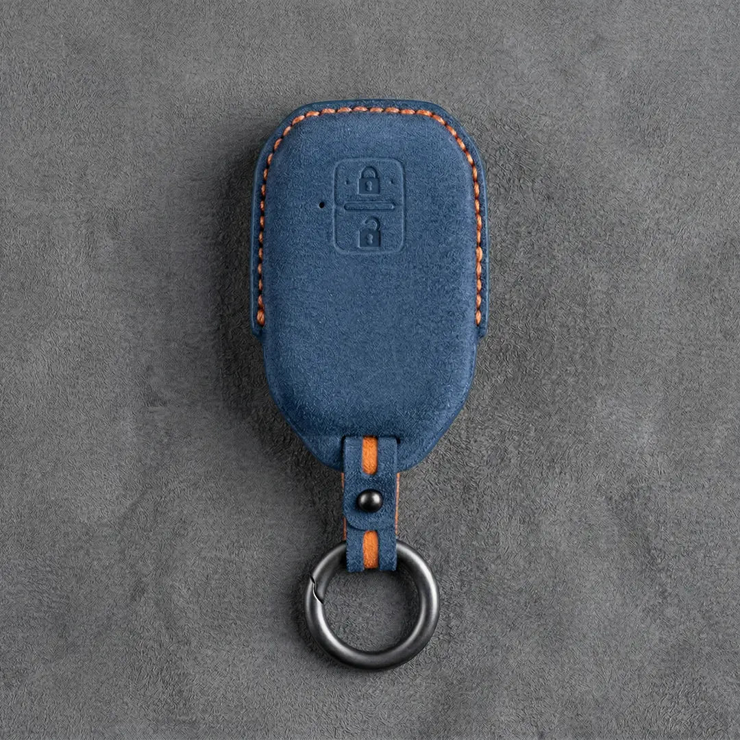 Suzuki Hand - Stitched Alcantara Key Fob Cover – Angular Smart Key 2 - Button - Cobalt blue