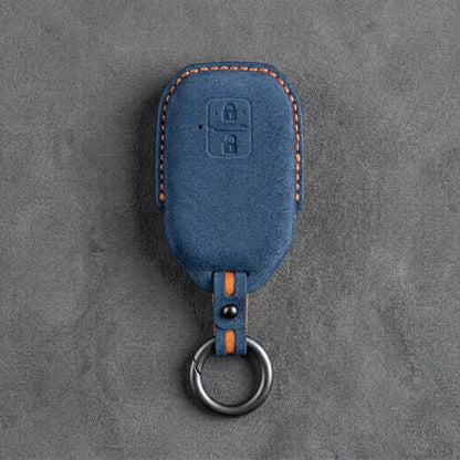 Suzuki Hand - Stitched Alcantara Key Fob Cover – Angular Smart Key 2 - Button - Cobalt blue