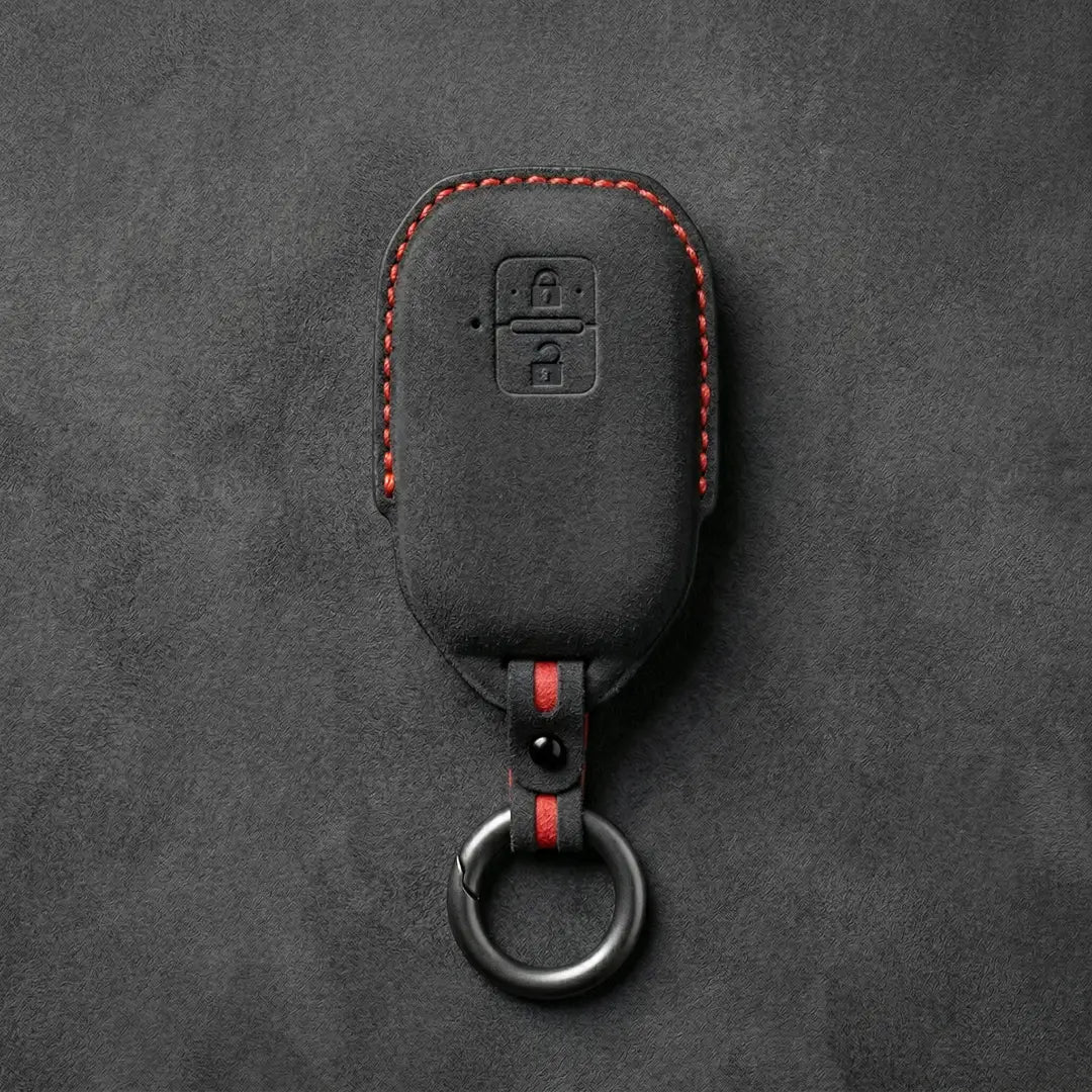 Suzuki Hand - Stitched Alcantara Key Fob Cover – Angular Smart Key 2 - Button - Dark charcoal