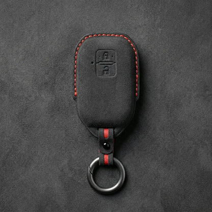 Suzuki Hand - Stitched Alcantara Key Fob Cover – Angular Smart Key 2 - Button - Dark charcoal