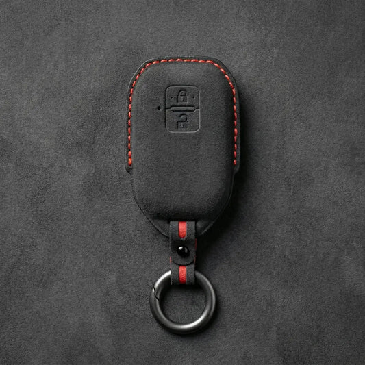 Suzuki Hand - Stitched Alcantara Key Fob Cover – Angular Smart Key 2 - Button - Dark charcoal