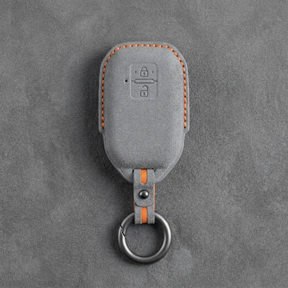 Suzuki Hand - Stitched Alcantara Key Fob Cover – Angular Smart Key 2 - Button - Dark gray