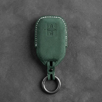 Suzuki Hand - Stitched Alcantara Key Fob Cover – Angular Smart Key 2 - Button - Dark green