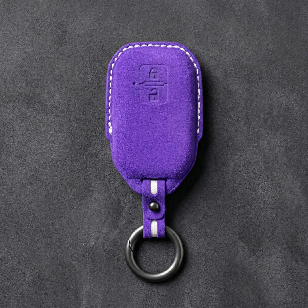 Suzuki Hand - Stitched Alcantara Key Fob Cover – Angular Smart Key 2 - Button - Dark purple