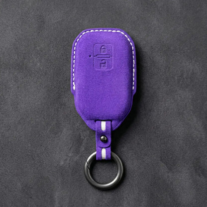 Suzuki Hand - Stitched Alcantara Key Fob Cover – Angular Smart Key 2 - Button - Dark purple
