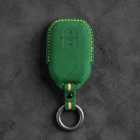 Suzuki Hand - Stitched Alcantara Key Fob Cover – Angular Smart Key 2 - Button - Grass green