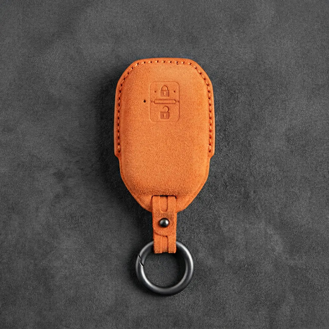 Suzuki Hand - Stitched Alcantara Key Fob Cover – Angular Smart Key 2 - Button - Orange