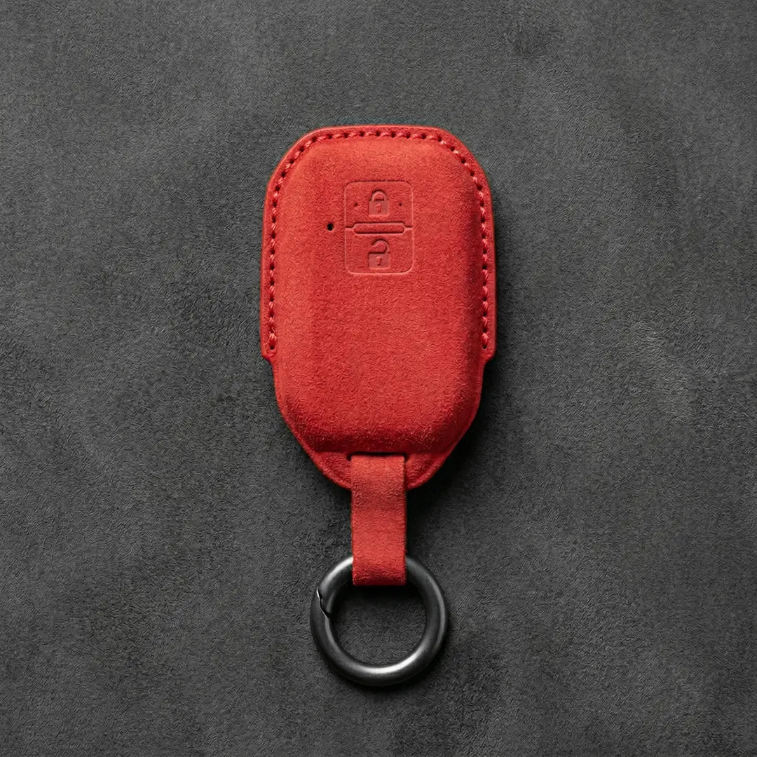Suzuki Hand - Stitched Alcantara Key Fob Cover – Angular Smart Key 2 - Button - Red