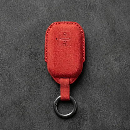 Suzuki Hand - Stitched Alcantara Key Fob Cover – Angular Smart Key 2 - Button - Red
