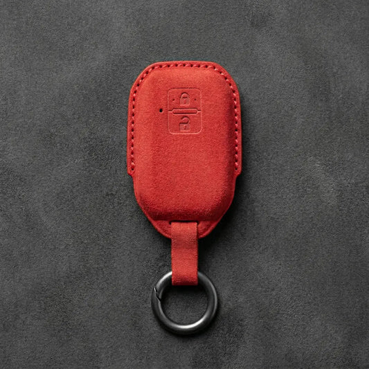 Suzuki Hand - Stitched Alcantara Key Fob Cover – Angular Smart Key 2 - Button - Red