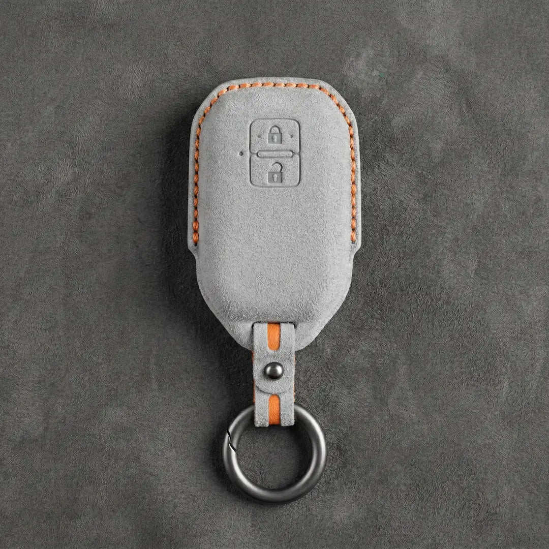 Suzuki Hand - Stitched Alcantara Key Fob Cover – Angular Smart Key 2 - Button - White