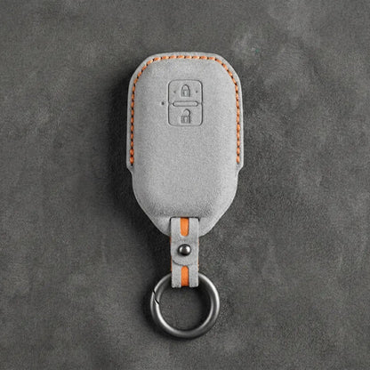 Suzuki Hand - Stitched Alcantara Key Fob Cover – Angular Smart Key 2 - Button - White