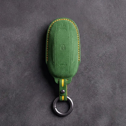 Grass green Alcantara smart key case with contrast loop for Tesla Model S and X - Vietiki