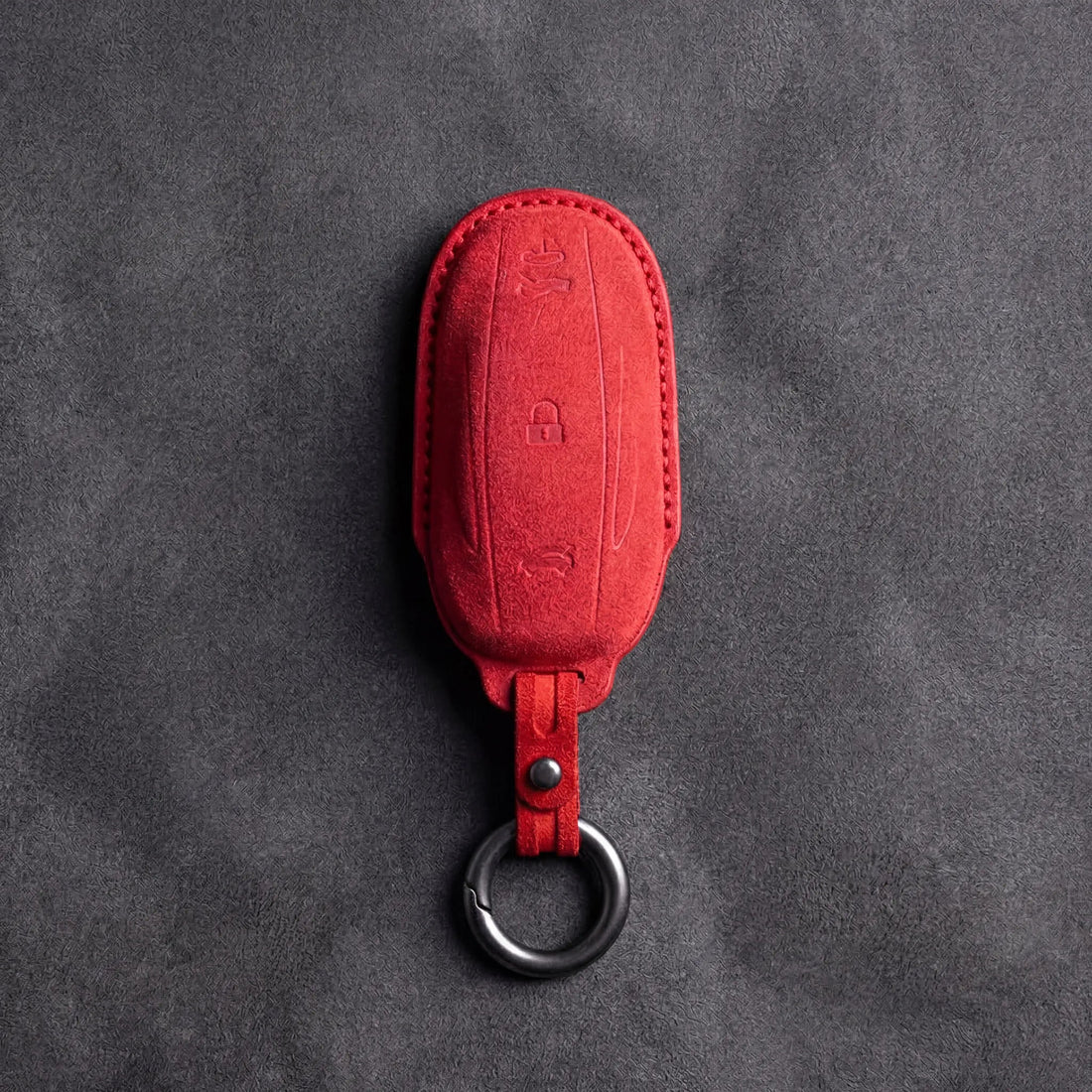 Tesla Hand - Stitched Alcantara Key Fob Cover - Model S/X - Red