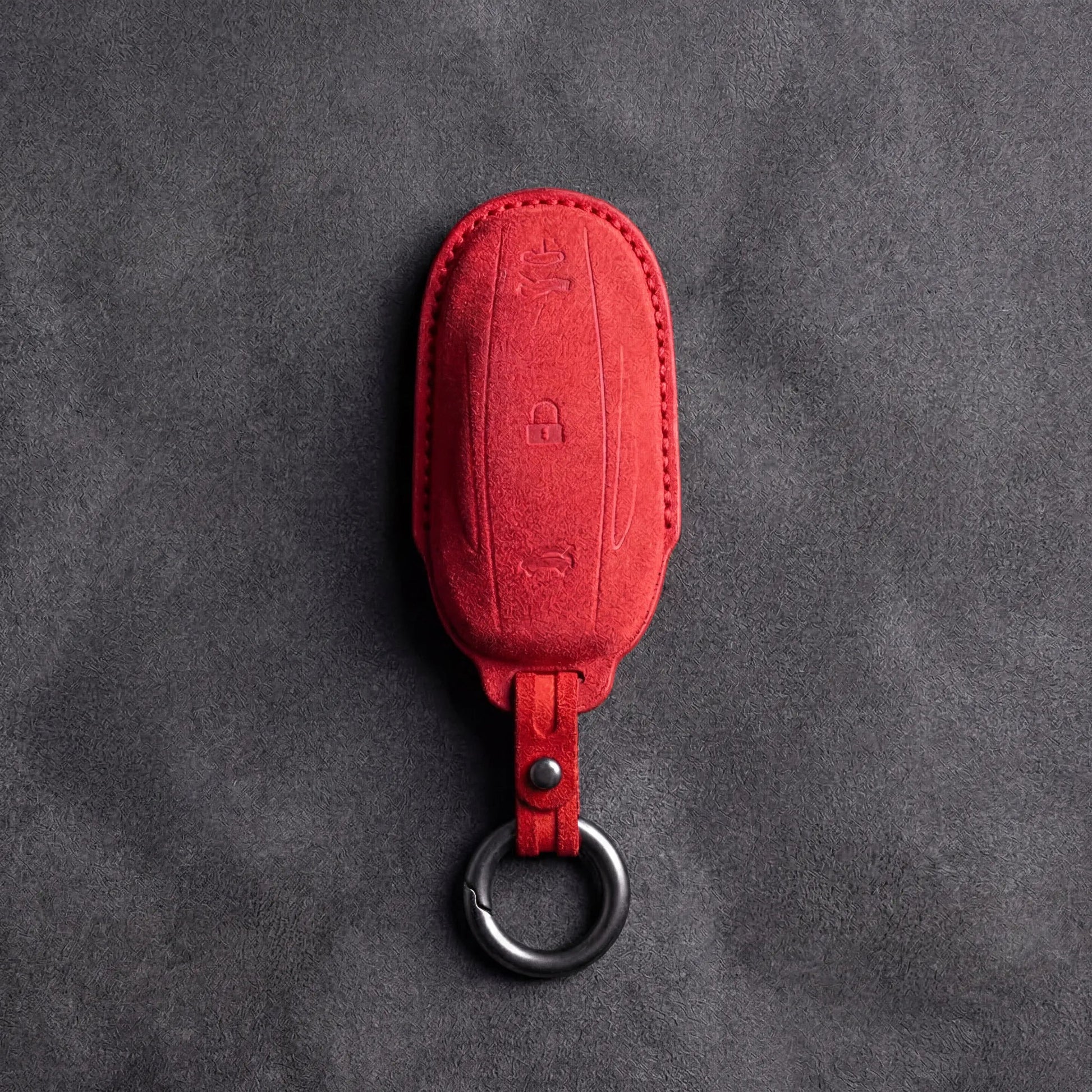 Tesla Hand - Stitched Alcantara Key Fob Cover - Model S/X - Red