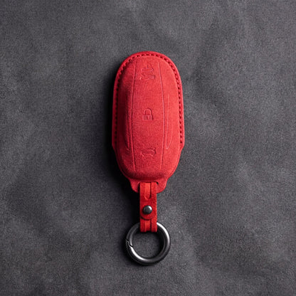 Tesla Hand - Stitched Alcantara Key Fob Cover - Model S/X - Red