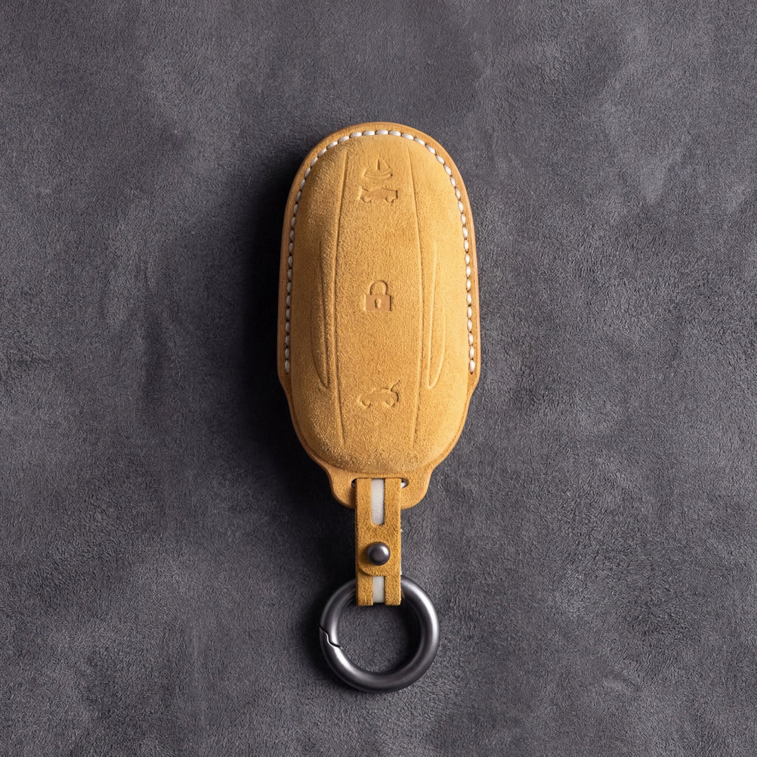 Tesla Hand - Stitched Alcantara Key Fob Cover - Model S/X - Soft brown