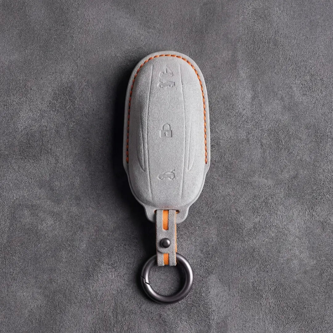 White premium Alcantara protection jacket for Tesla Model S and X key fob - Vietiki