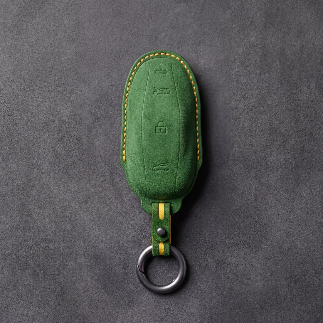 Tesla Hand - Stitched Alcantara Key Fob Cover - Model Y/3 - Grass green