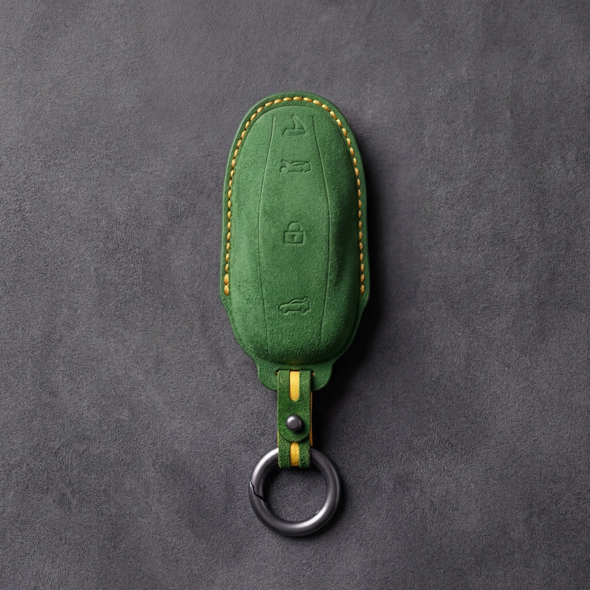 Tesla Hand - Stitched Alcantara Key Fob Cover - Model Y/3 - Grass green