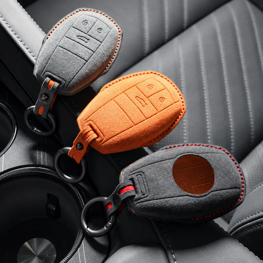 Bentley Hand-Stitched Alcantara Key Fob Cover – Winged Shield 3-Button