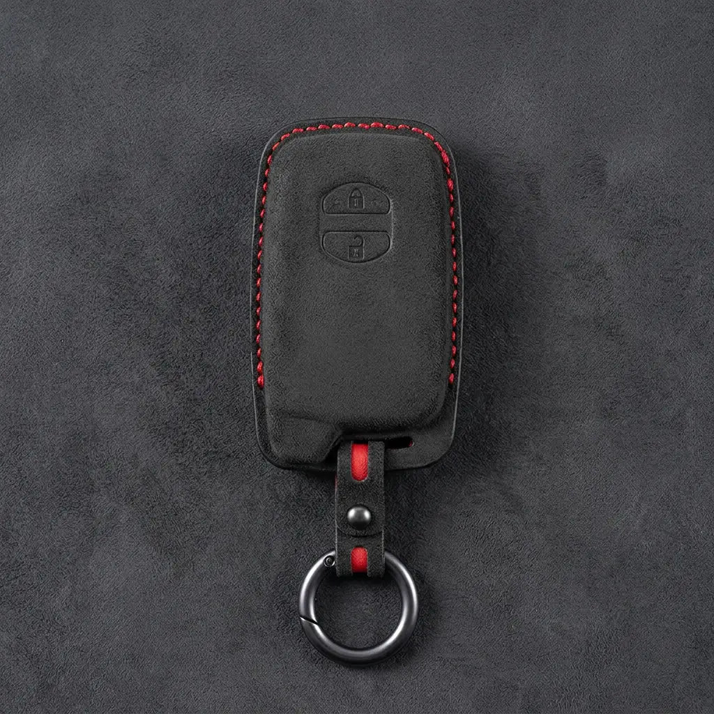 Toyota 手縫いアルカンターラ製キーフォブカバー – 2ボタン式スマートキー（ダークチャコール）