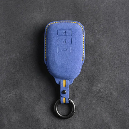 Toyota Hand-Stitched Alcantara Key Fob Cover – 3-Button Smart Key - Cornflower Blue
