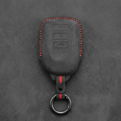 Toyota Hand-Stitched Alcantara Key Fob Cover – 3-Button Smart Key - Dark Charcoal