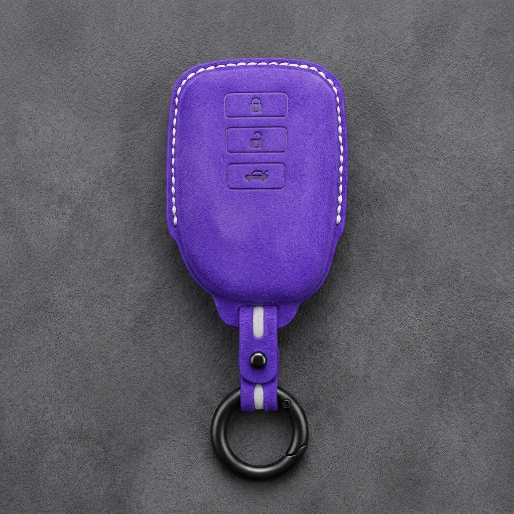 Toyota Hand-Stitched Alcantara Key Fob Cover – 3-Button Smart Key - Dark Purple