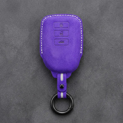 Toyota Hand-Stitched Alcantara Key Fob Cover – 3-Button Smart Key - Dark Purple