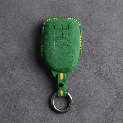 Toyota Hand-Stitched Alcantara Key Fob Cover – 3-Button Smart Key - Grass Green