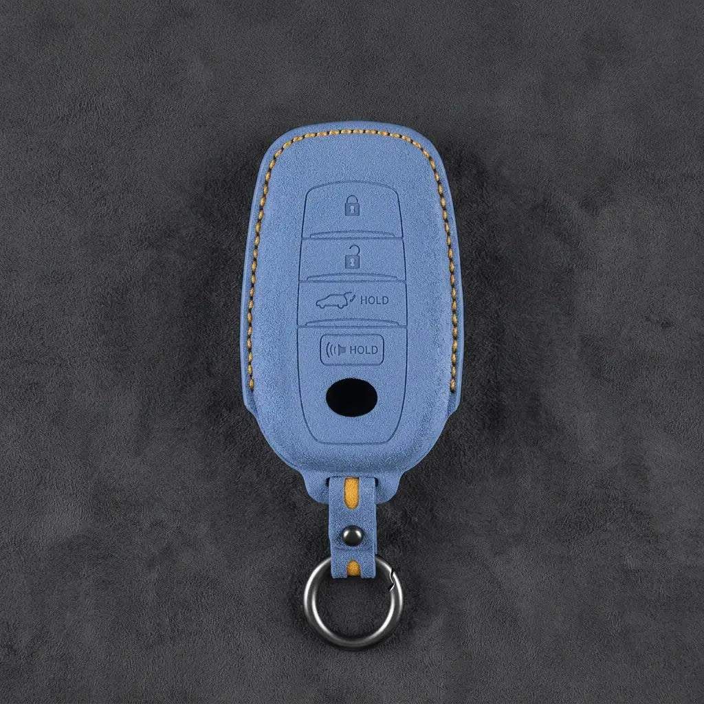 Toyota Hand-Stitched Alcantara Key Fob Cover – 4-Button Smart Key Cornflower Blue