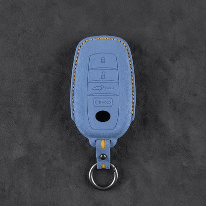 Toyota Hand-Stitched Alcantara Key Fob Cover – 4-Button Smart Key Cornflower Blue