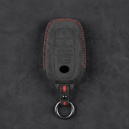 Toyota Hand-Stitched Alcantara Key Fob Cover – 4-Button Smart Key Dark Charcoal