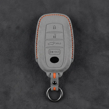 Toyota Hand-Stitched Alcantara Key Fob Cover – 4-Button Smart Key Dark Gray