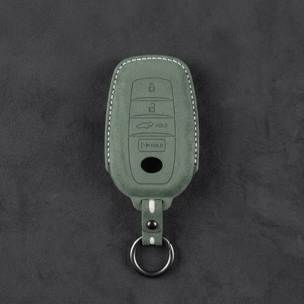 Toyota Hand-Stitched Alcantara Key Fob Cover – 4-Button Smart Key Dark Green