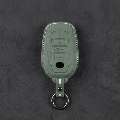 Toyota Hand-Stitched Alcantara Key Fob Cover – 4-Button Smart Key Dark Green