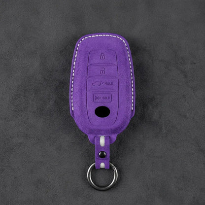 Toyota Hand-Stitched Alcantara Key Fob Cover – 4-Button Smart Key Dark Purple