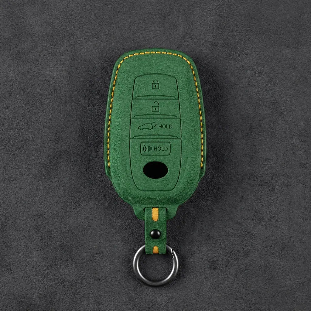 Toyota Hand-Stitched Alcantara Key Fob Cover – 4-Button Smart Key Grass Green